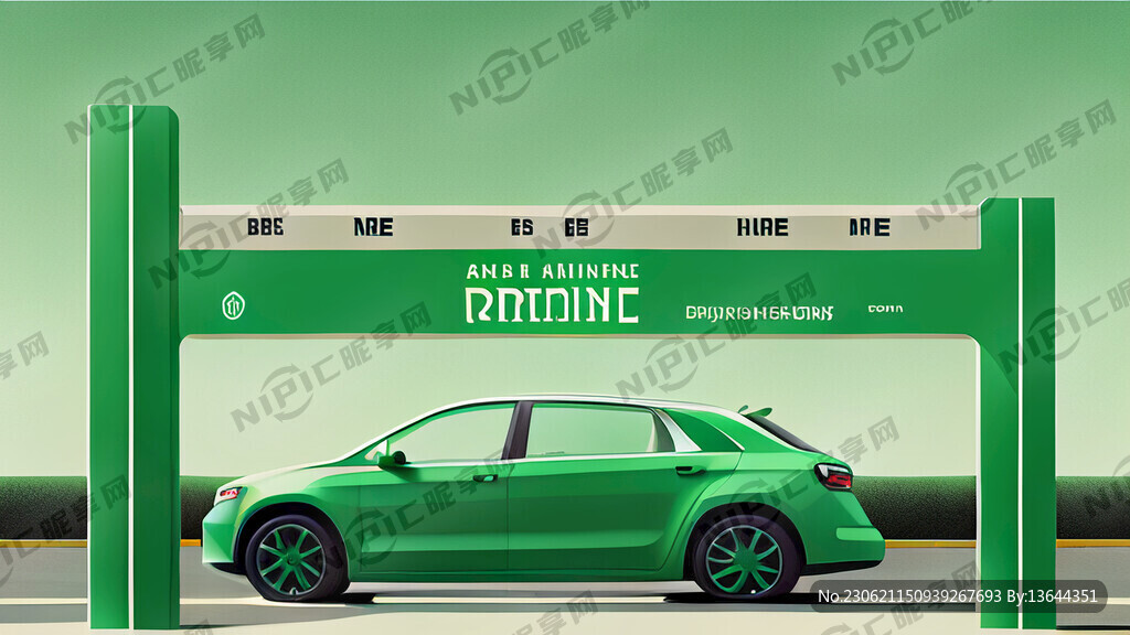 绿色系 停车公司的 道闸广告