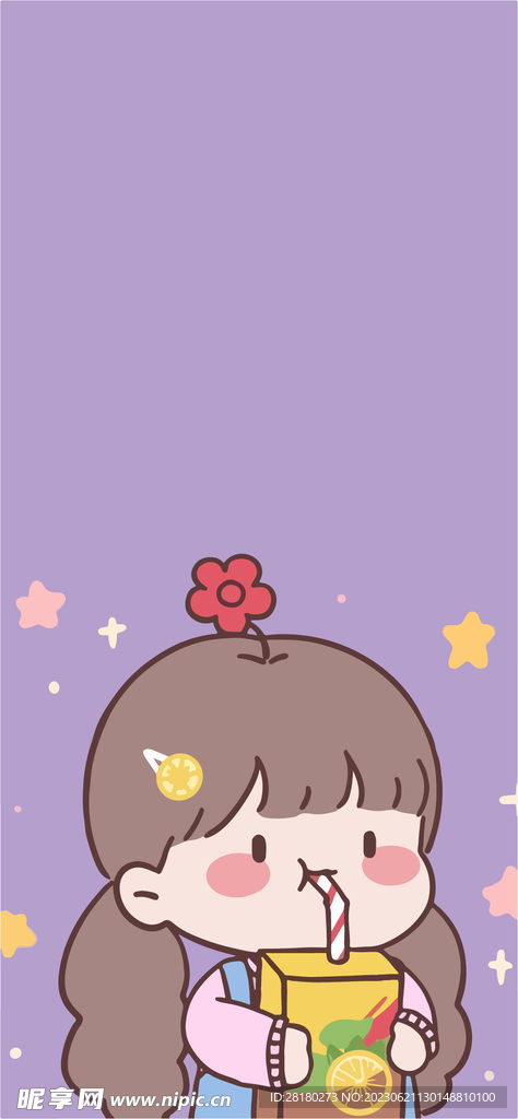 喝饮料的小女孩