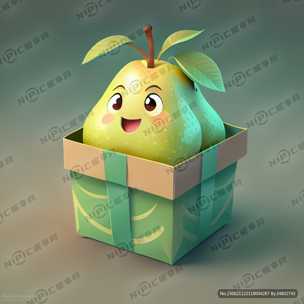 玉露香梨礼盒 卡通 清新风格