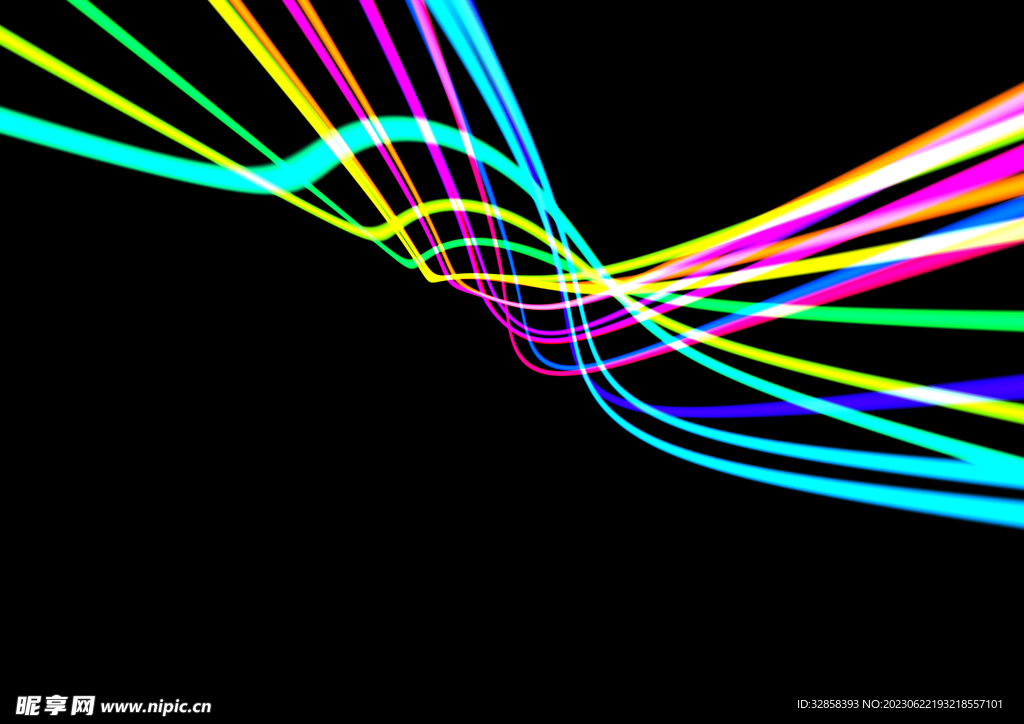 彩色发光光线抽象科技线条背景