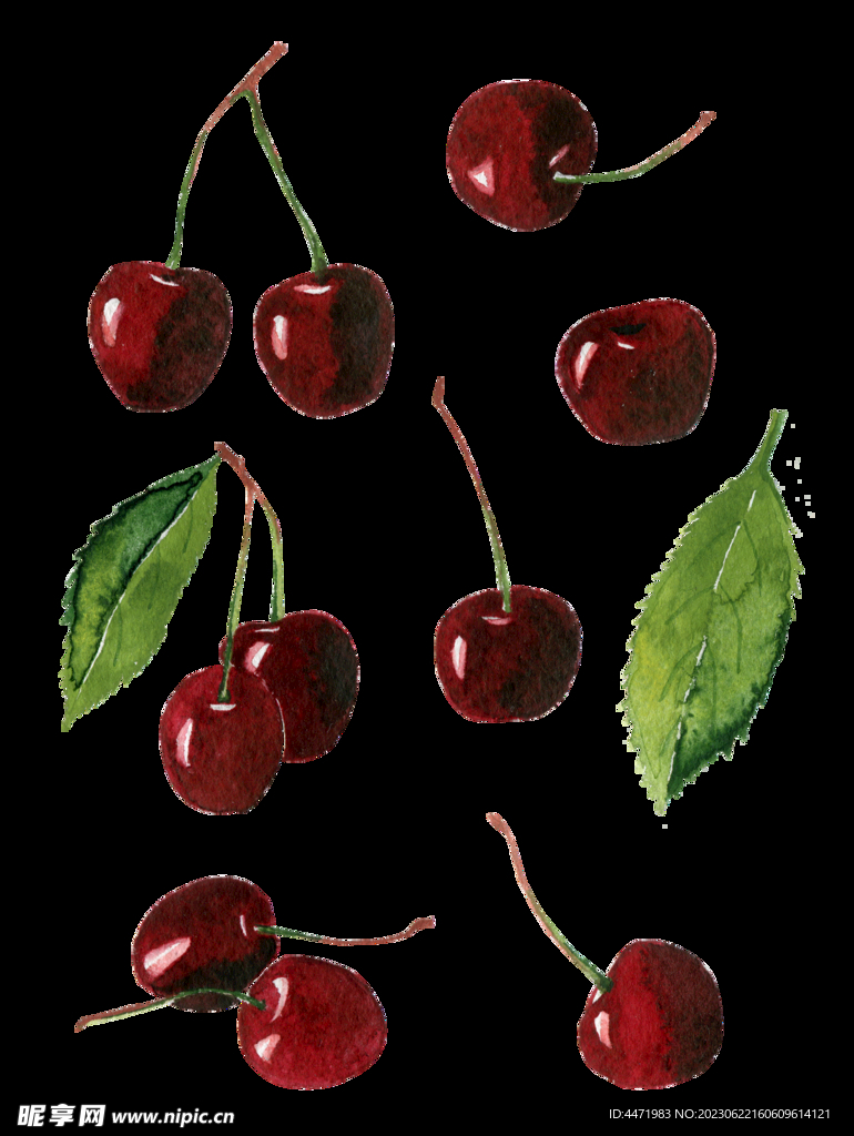 水彩樱桃
