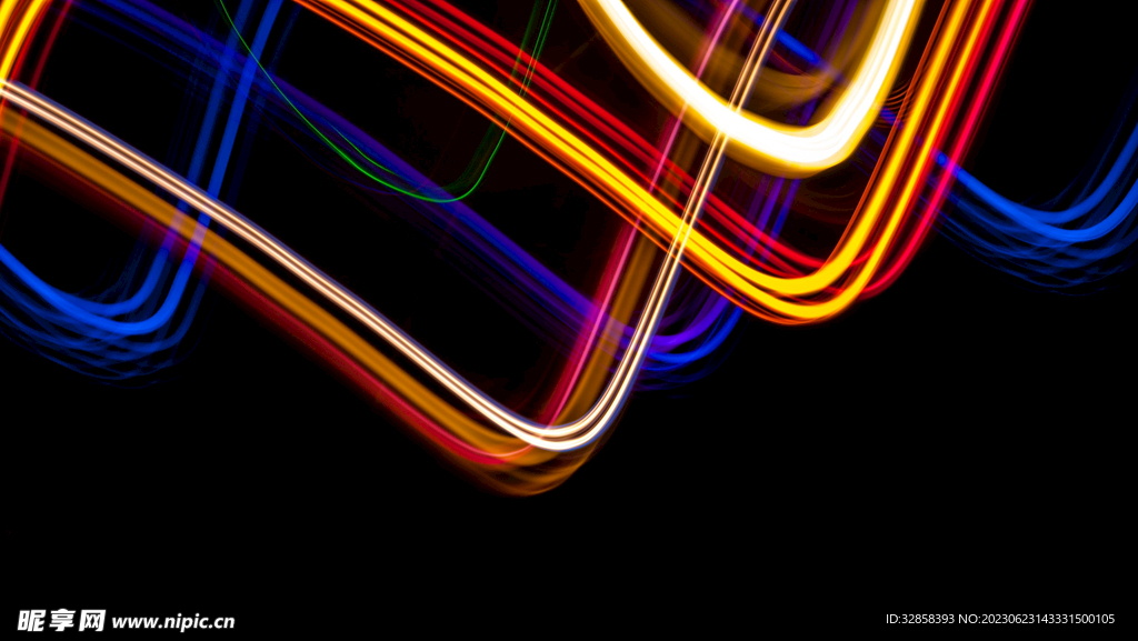 彩色发光光线抽象科技线条背景
