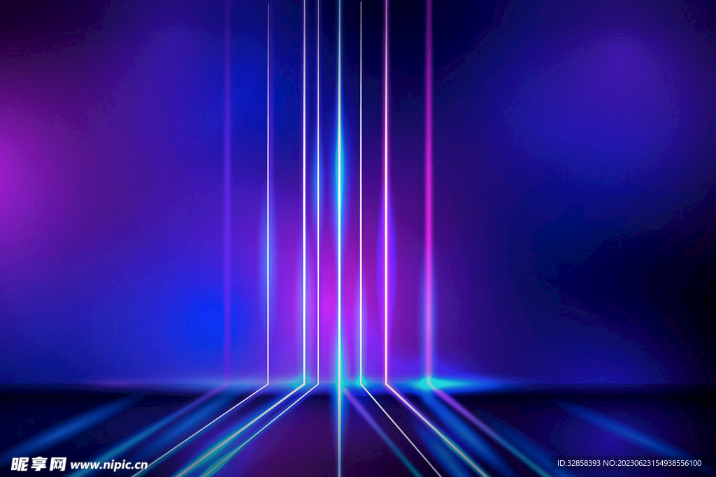 彩色发光光线抽象科技线条背景