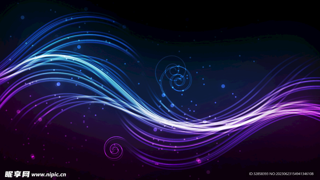 彩色发光光线抽象科技线条背景