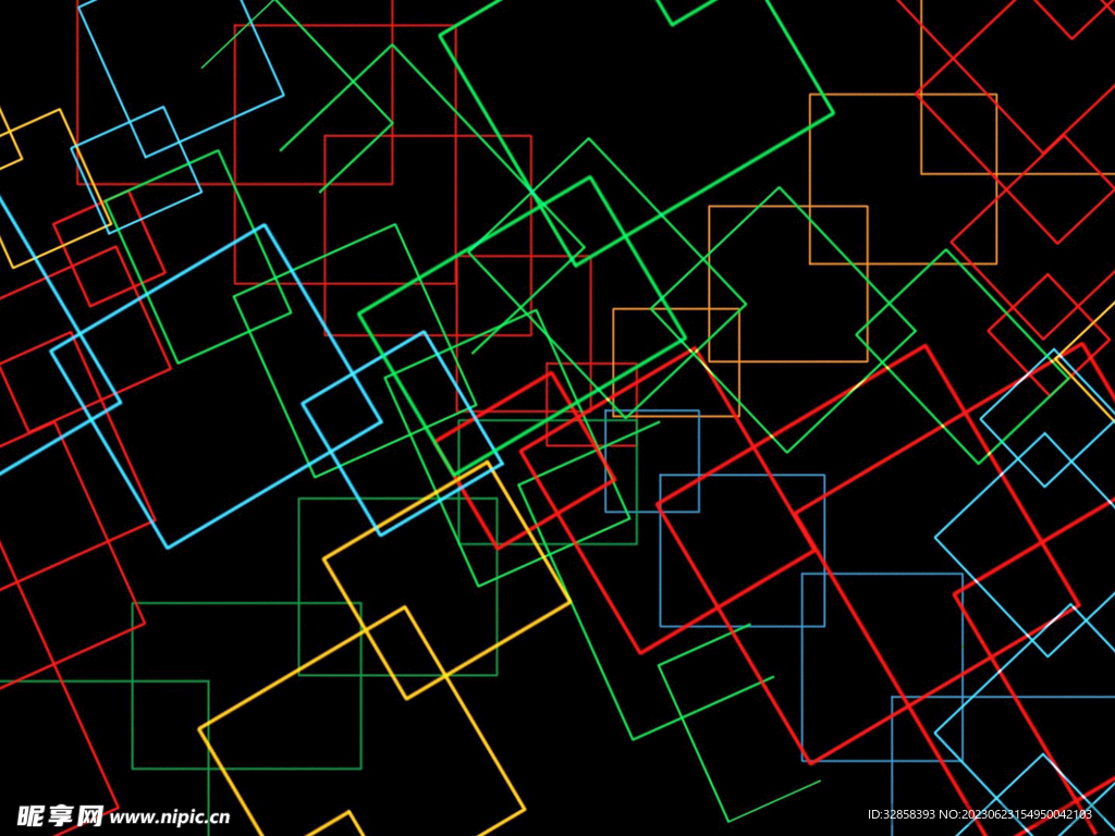 彩色发光几何抽象科技线条背景