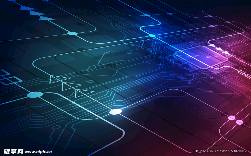 彩色发光光线抽象科技线条背景