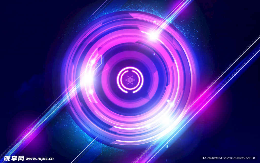 紫色发光光线抽象科技线条背景