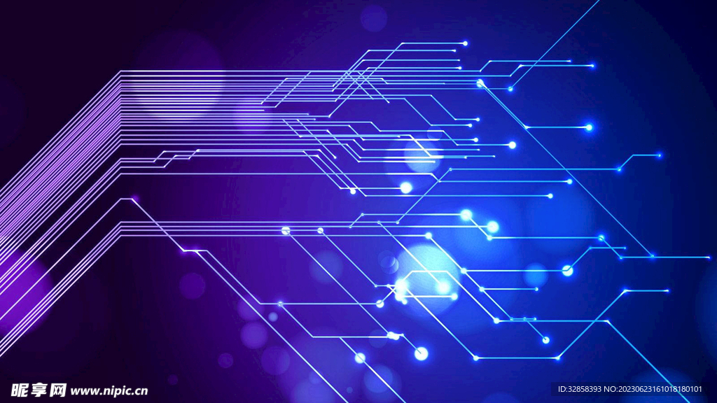 紫色发光光线抽象科技线条背景