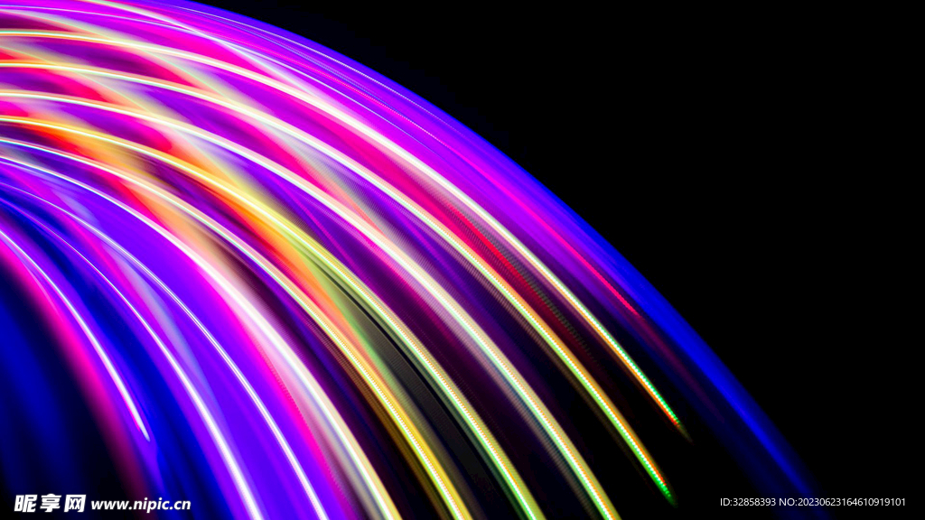 彩色发光光线抽象科技线条背景