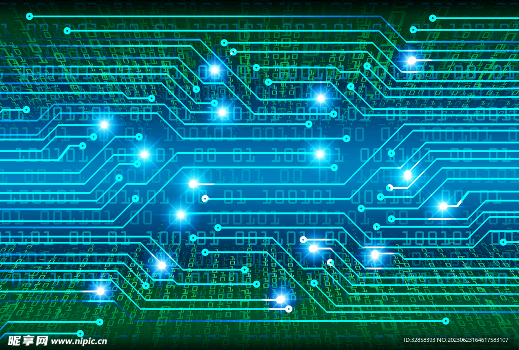 绿色发光光线抽象科技线条背景