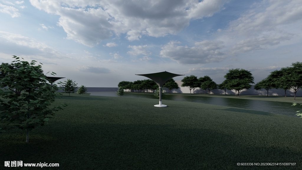 滨河滨水景观公园广场渲染效果图