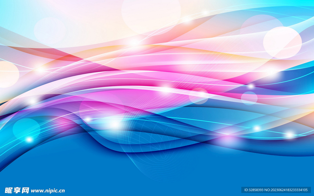 彩色发光光线抽象科技线条背景