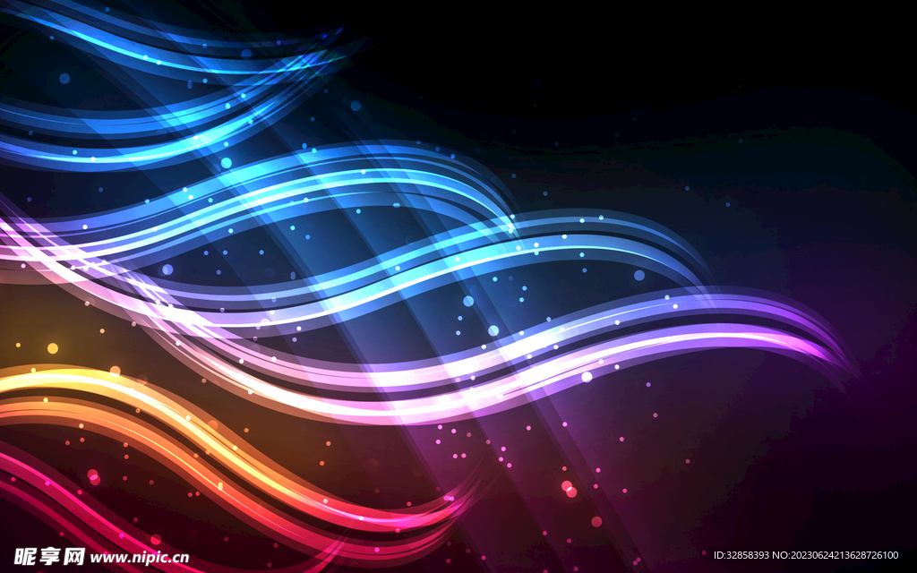 彩色发光光线抽象科技线条背景
