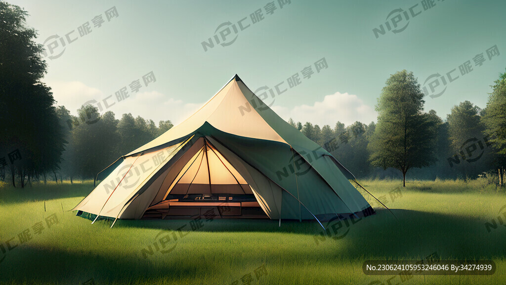 大帐蓬电影质感树草地绿色真实