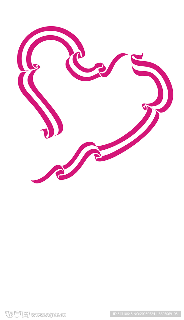 爱心形状的彩带免抠元素