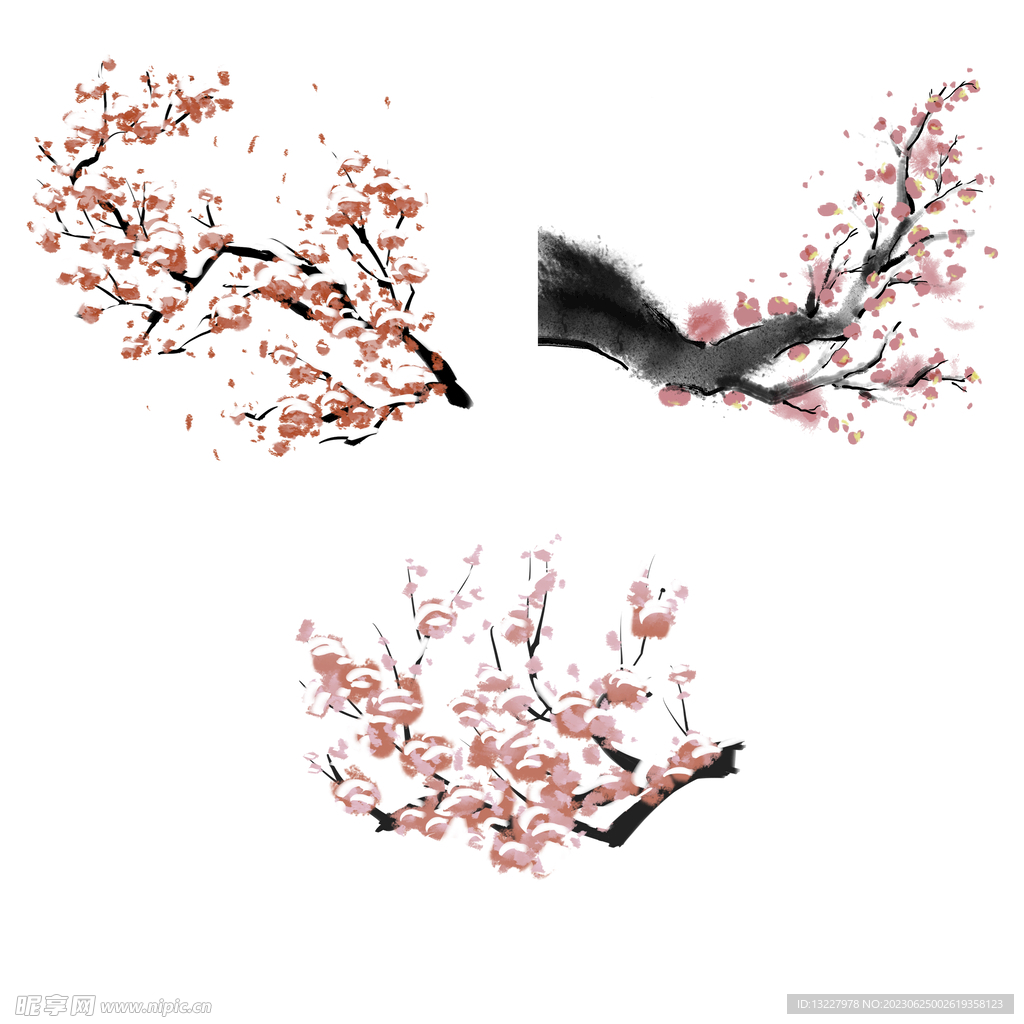 水墨红梅腊梅梅花花卉背景