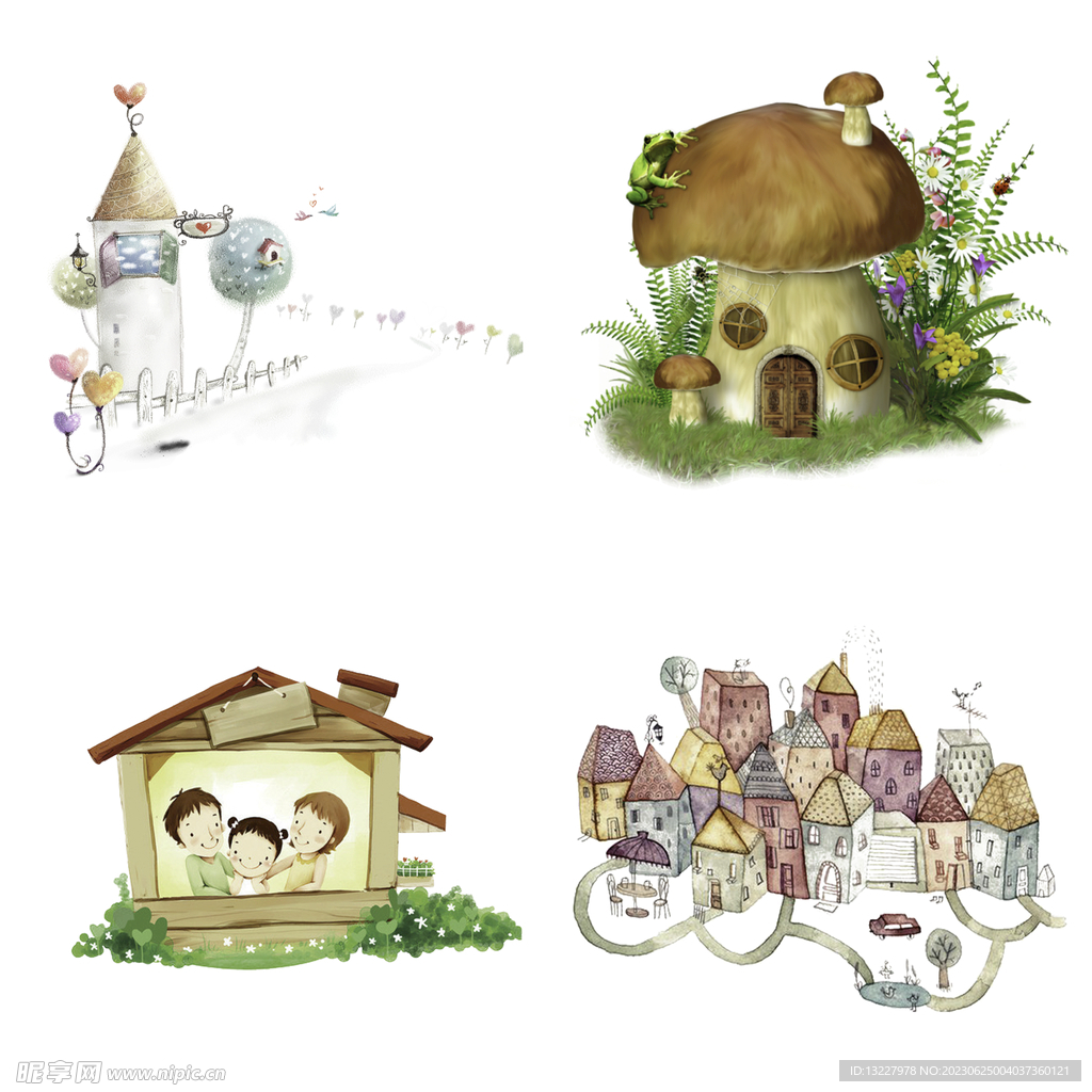 卡通梦幻蘑菇房子卡通房子
