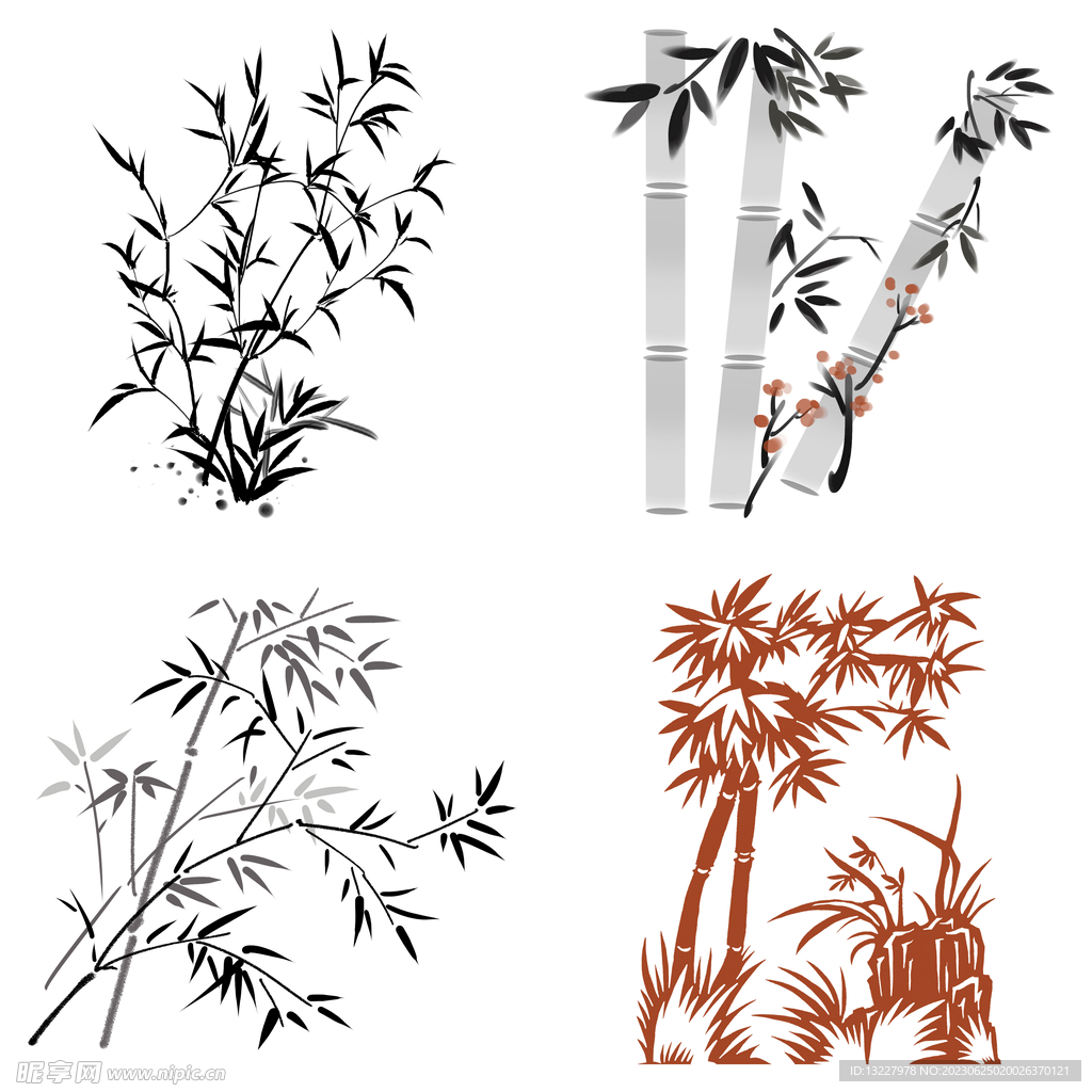 中国风水墨松树松枝迎客松水墨画