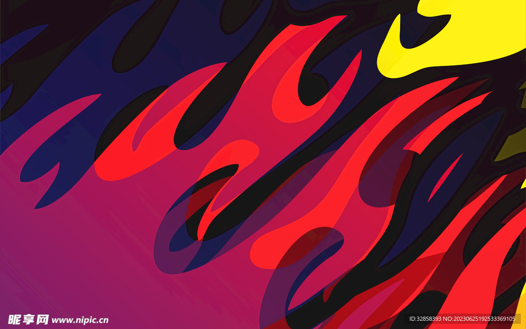 红色火焰抽象科技线条背景