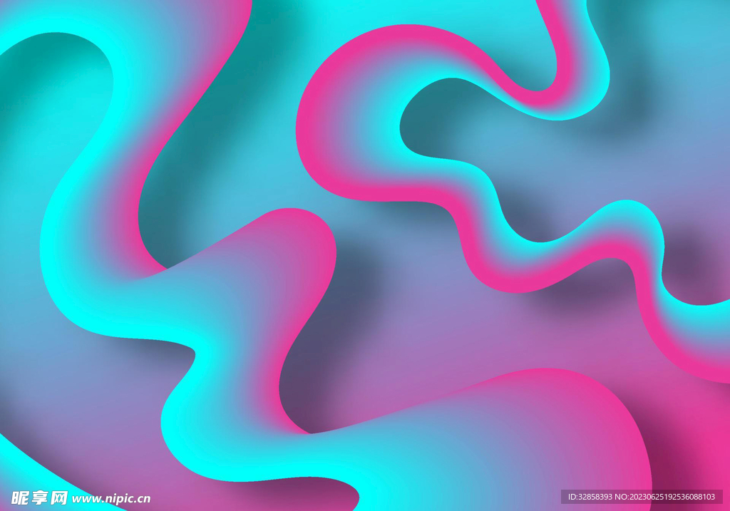 3d炫彩玻璃质感抽象科技线条