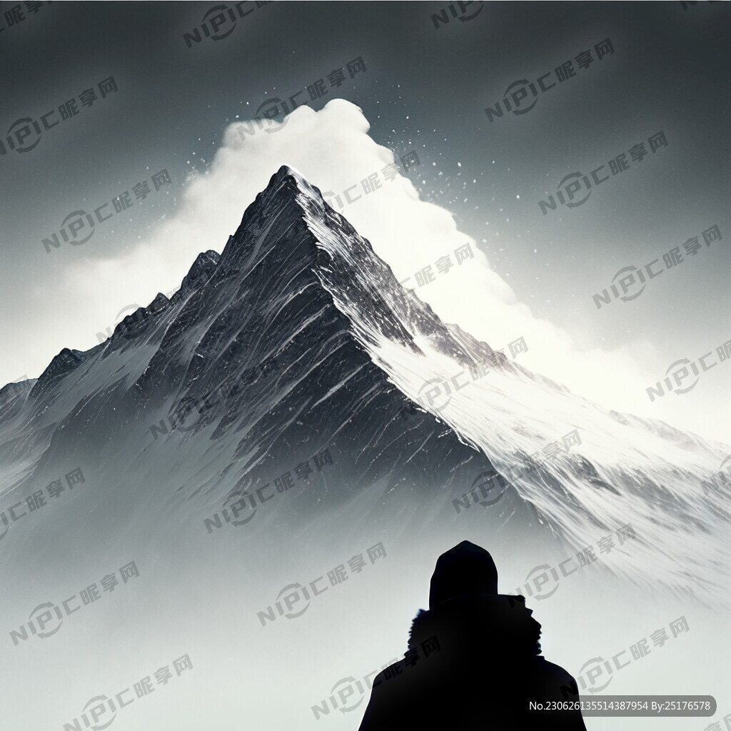 雪山头像。背影。黑色系。