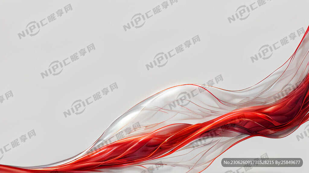 一长条透明感 自然流动红色丝带