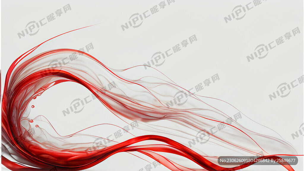 一长条透明感 自然流动红色丝带