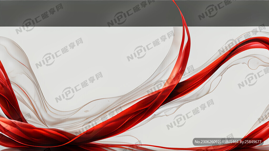 一长条透明感 自然流动红色丝带