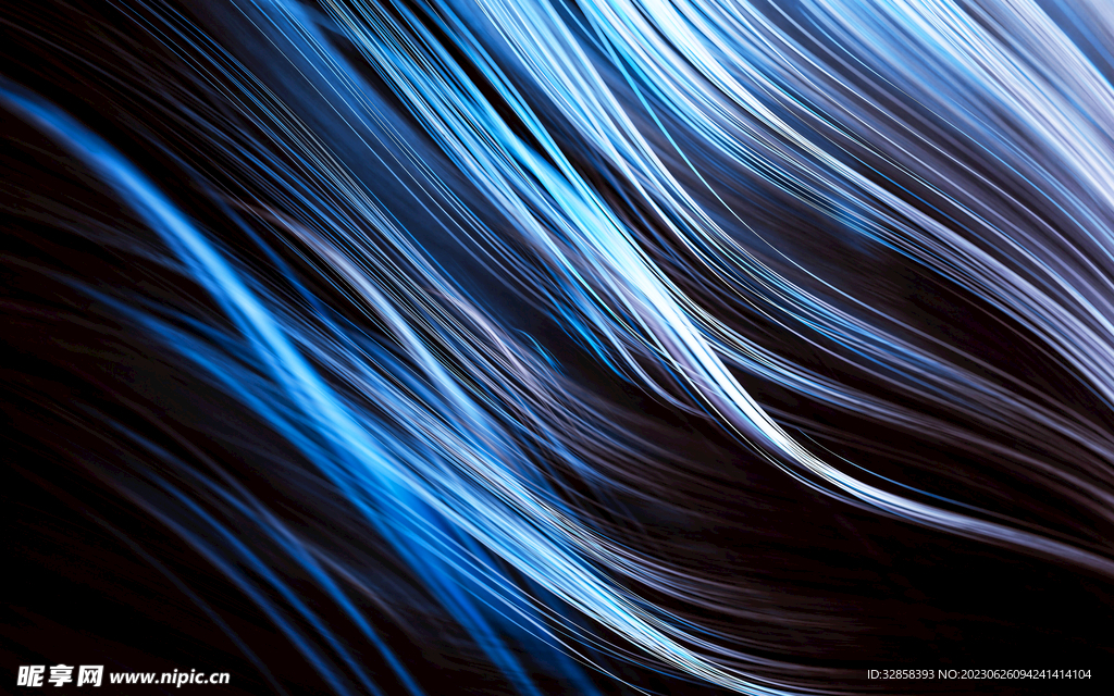 蓝色发光光线抽象科技线条背景