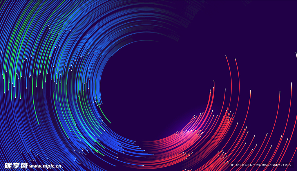 彩色发光光线抽象科技线条背景