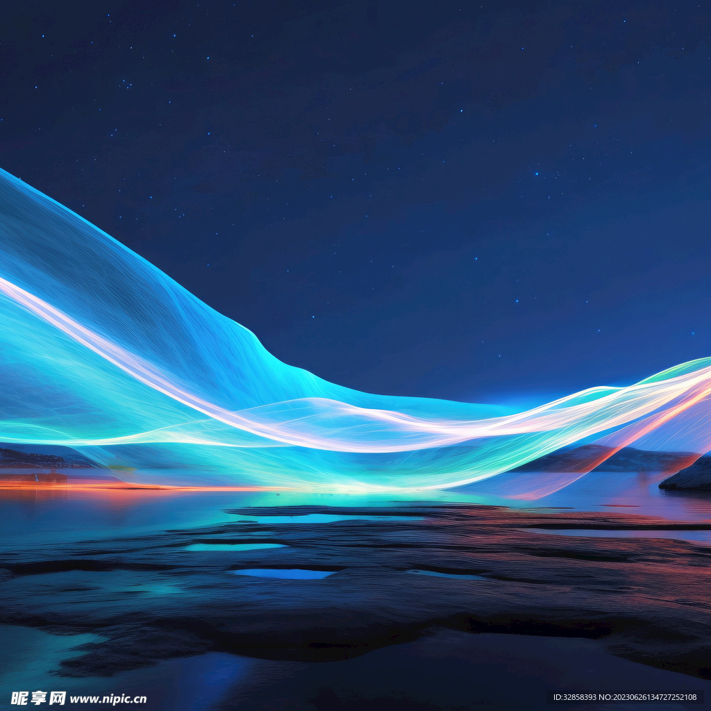 蓝色酸性丝绸质感流体渐变背景