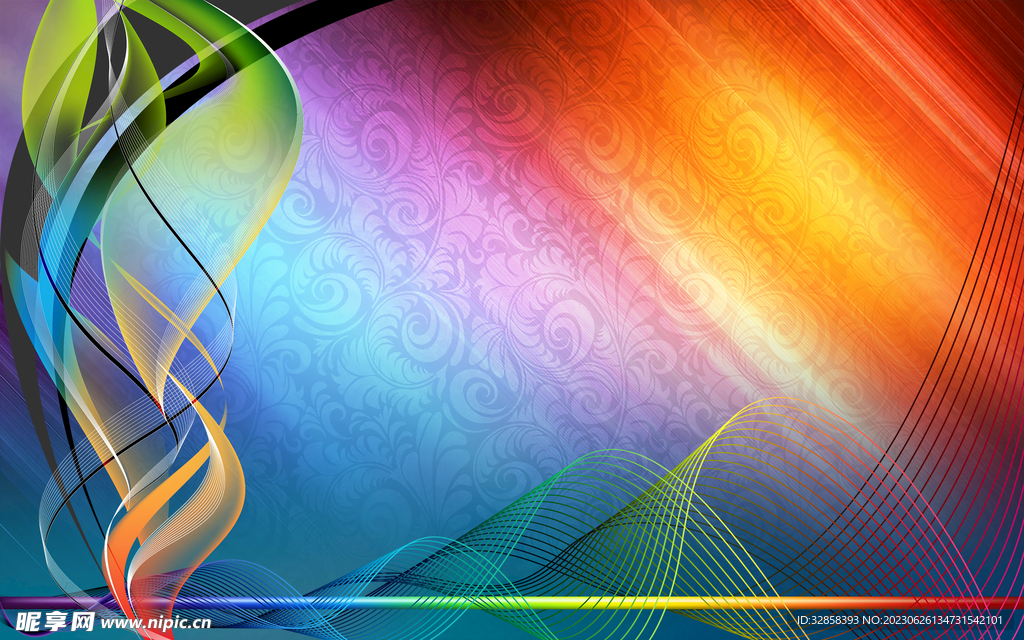 炫彩渐变抽象科技线条背景