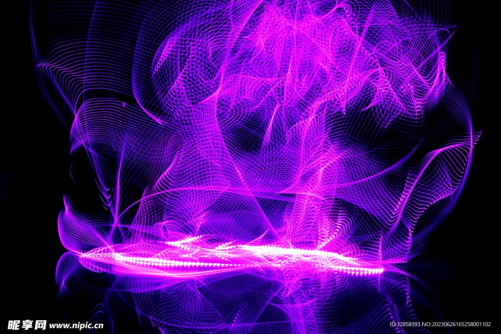 紫色发光光线抽象科技线条背景