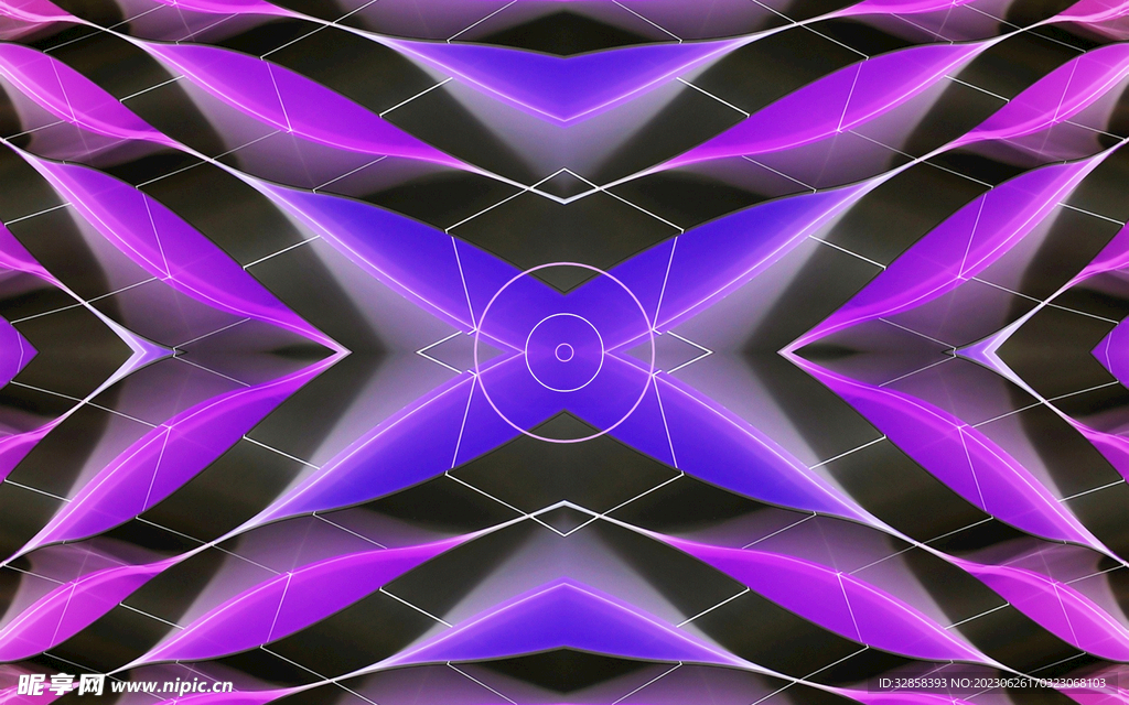 紫色发光规则延伸抽象科技背景