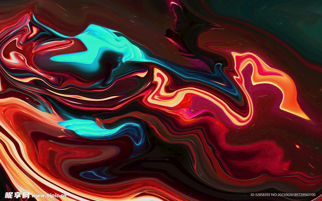 红色酸性丝绸质感流体渐变背景