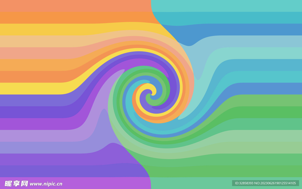 彩色扭曲螺旋抽象科技线条背景