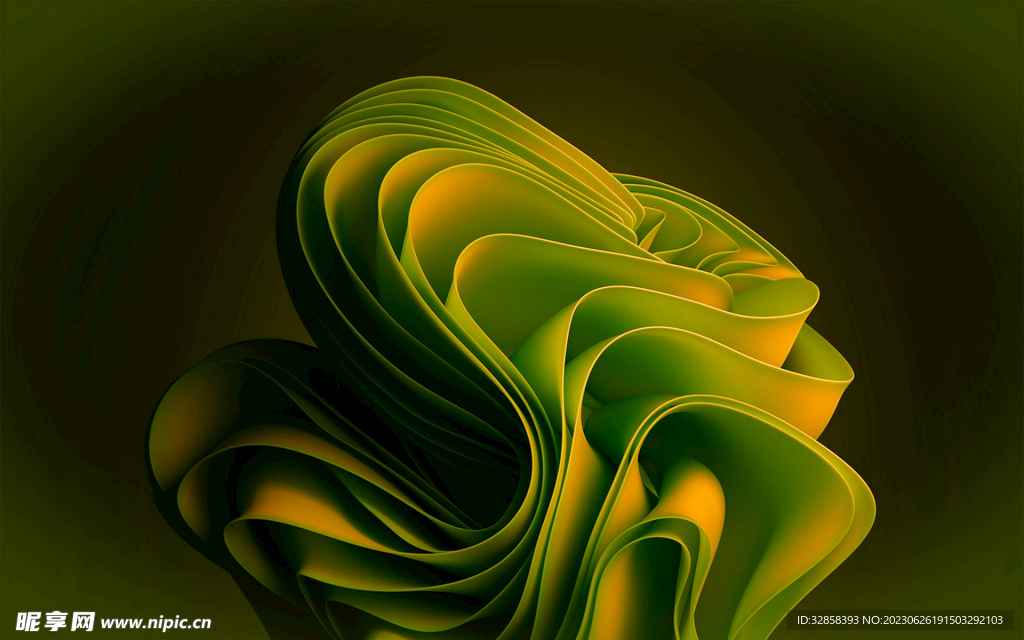 绿色抽象拉丝3D立体流体渐变