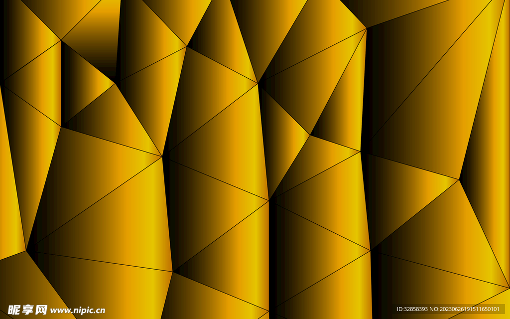 黄色发光规则延伸抽象科技背景