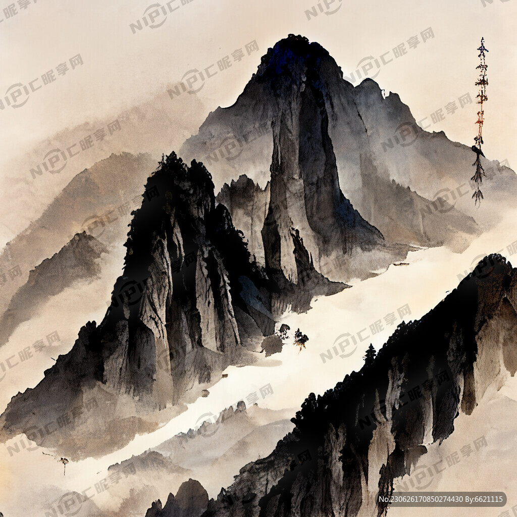 山谷 中国风 中国画 山水