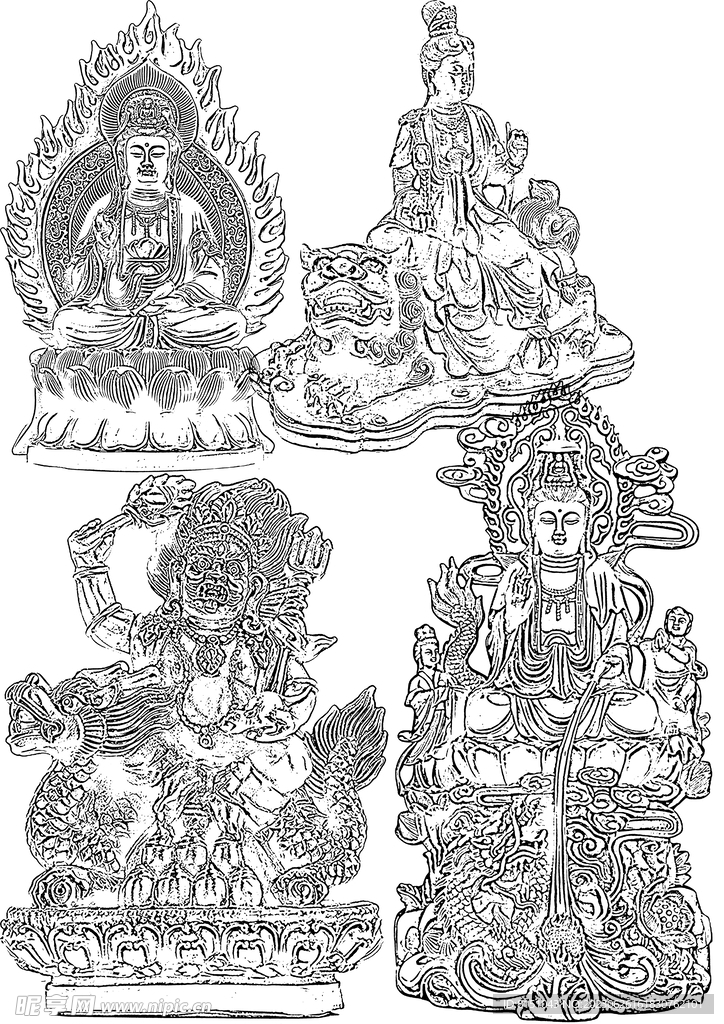 观音白描分层素材