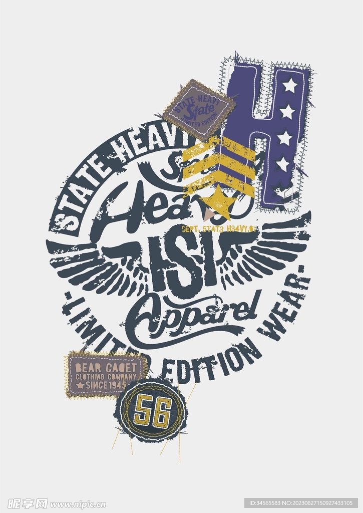 斑驳复古美式字母设计