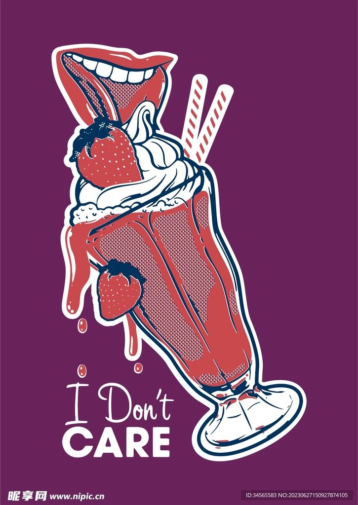 冰激凌冻饮草莓插画