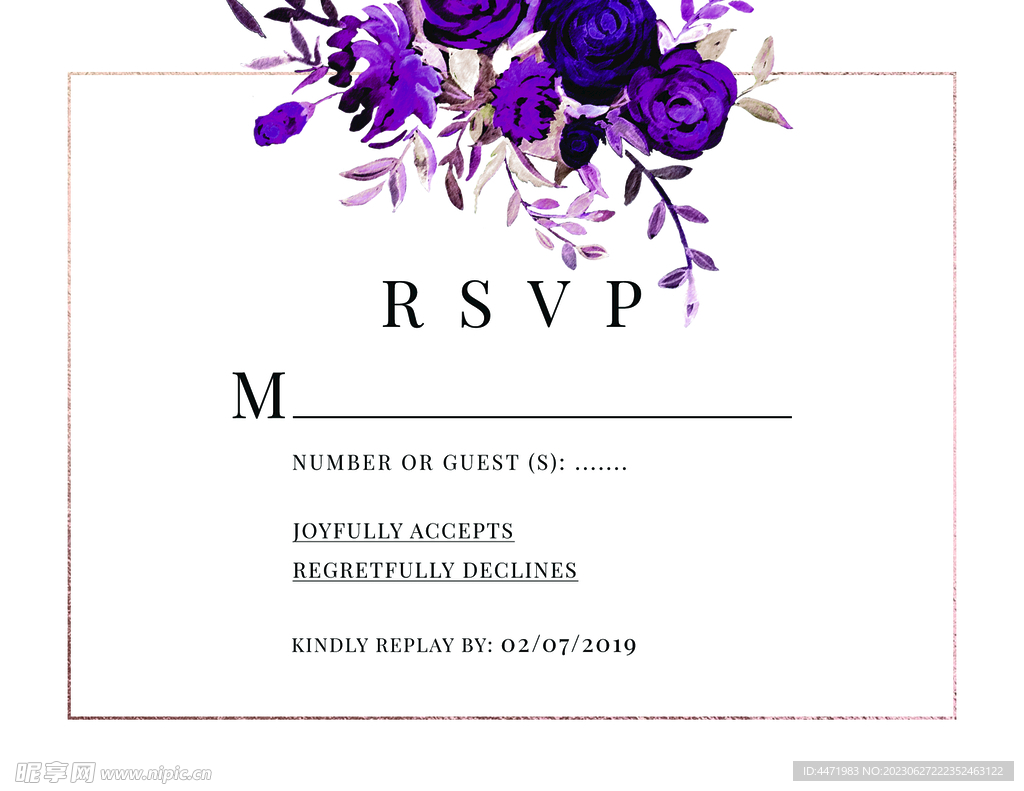 紫色婚礼请柬 