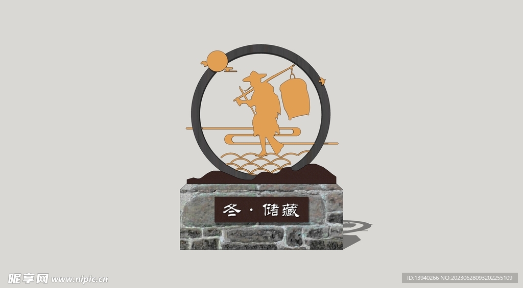 农耕文化雕塑小品