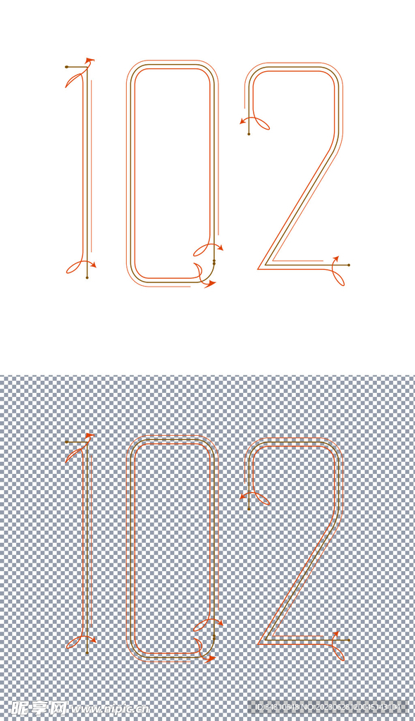 102周年文字阿拉伯数字艺术字
