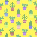 手绘花卉数码印花无缝拼接仙人掌