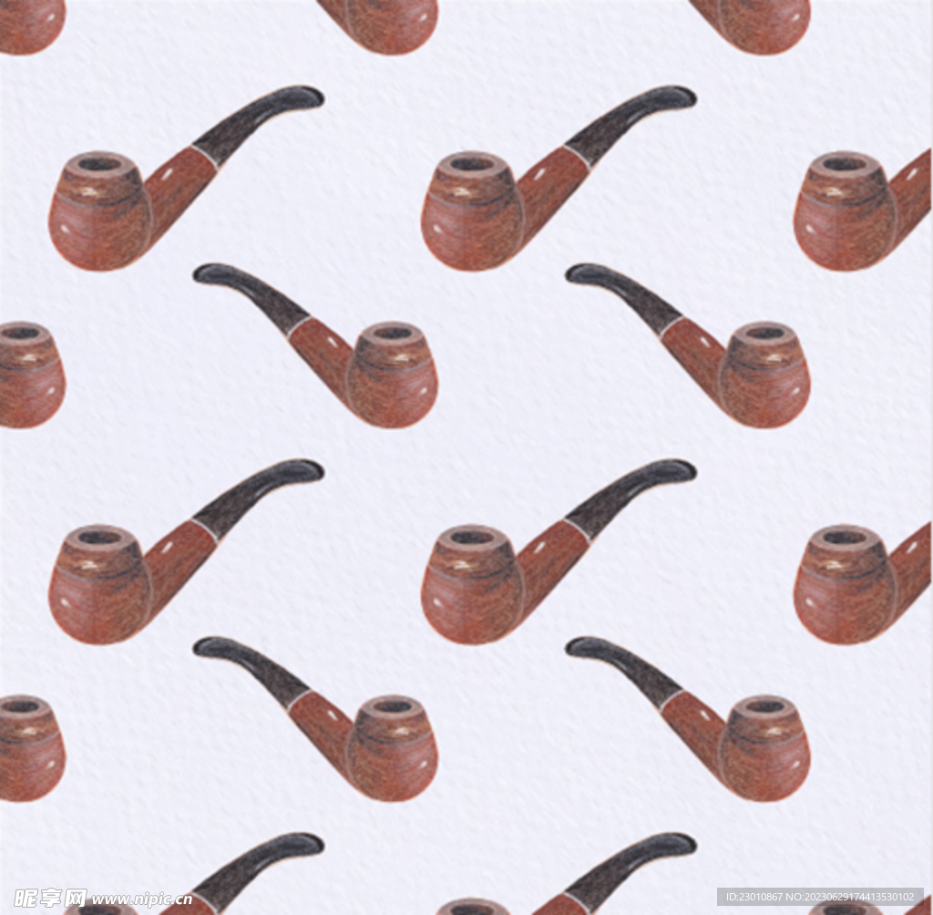 手绘数码印花无缝拼接烟斗