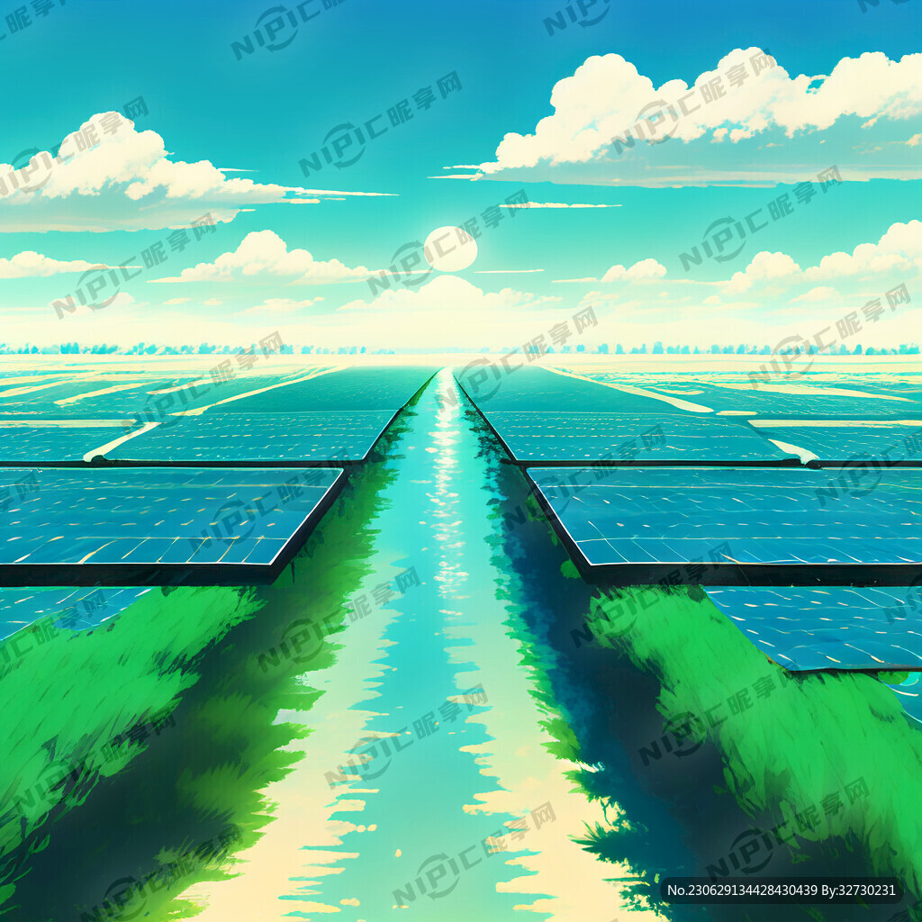 光伏 绿水蓝天 一整排光伏