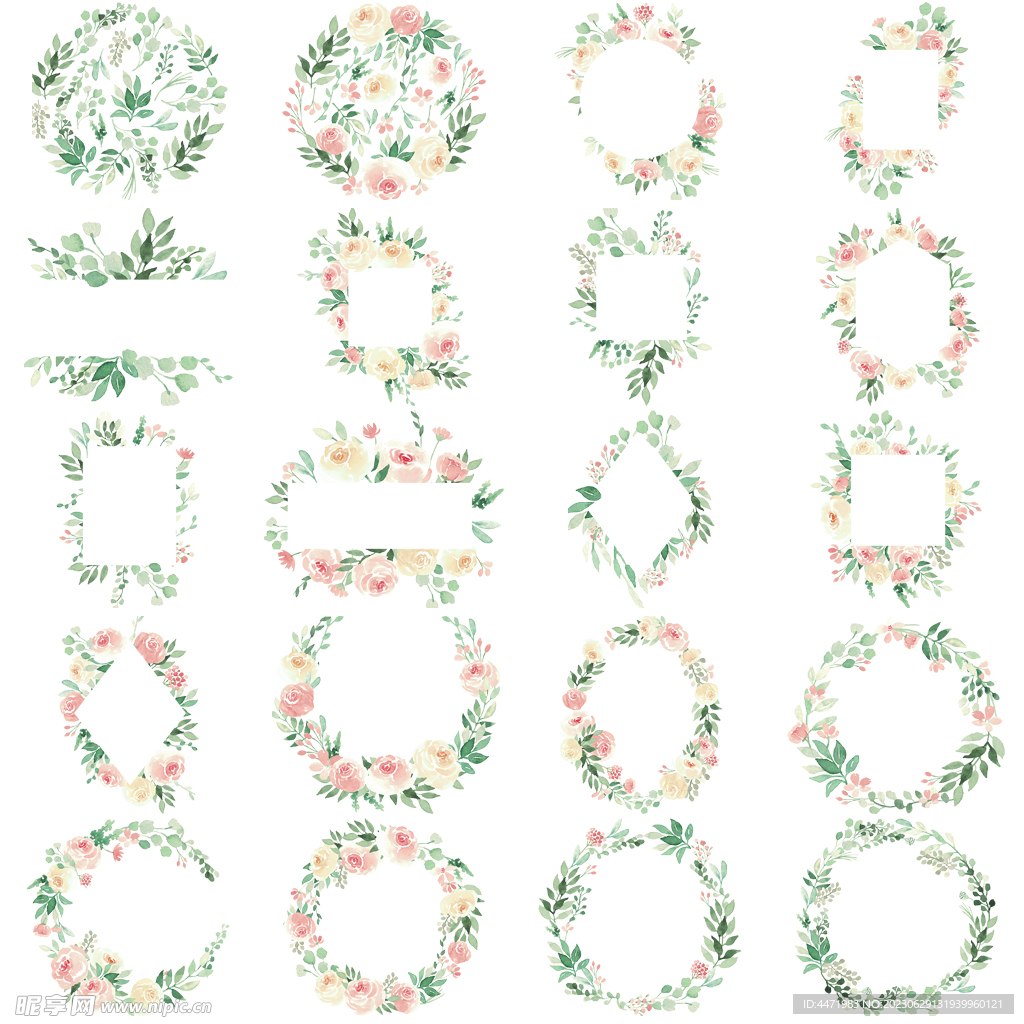 婚礼花卉边框png