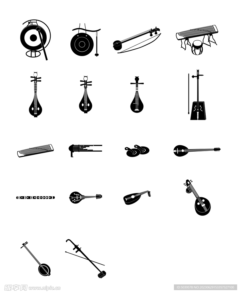 乐器剪影矢量图
